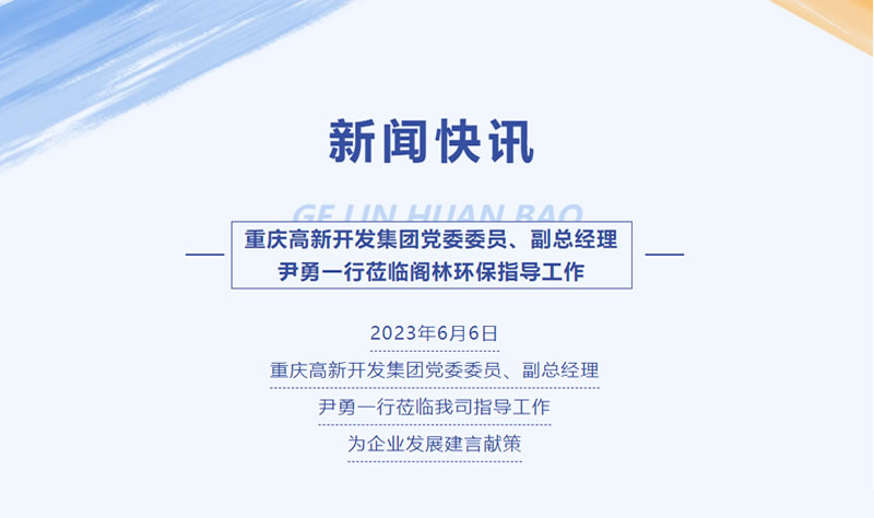 新聞快訊 | 重慶高新開發集團黨委委員、副總經理尹勇一行蒞臨閣林環保指導工作
